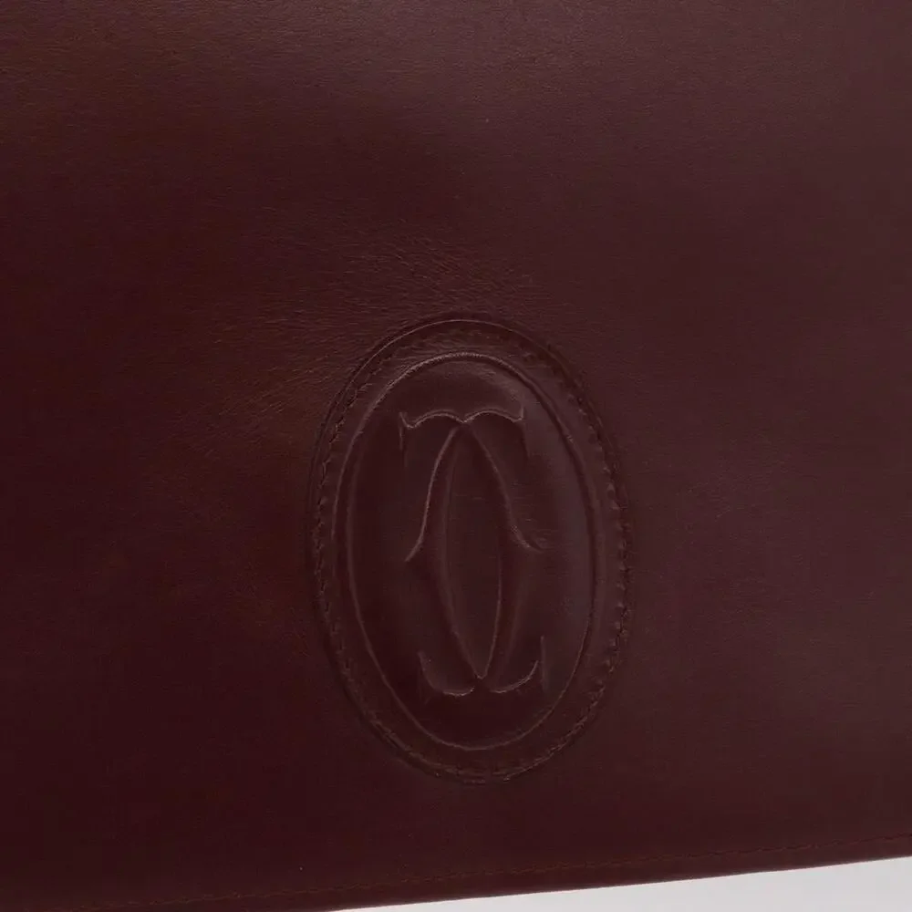 Cartier Leather Must Line Clutch Bag Bordeaux Gold